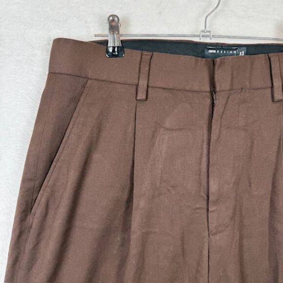ASOS Men's Cargo Trousers Pleated Baggy Tapered Leg Brown Size 32x30 - Picture 2 of 13